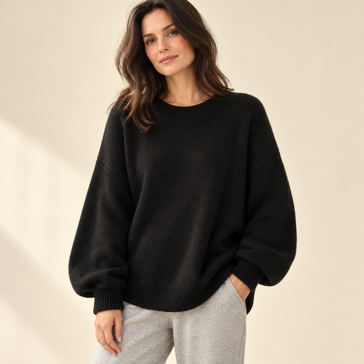 Women's Drop Shoulder Split Hem Oversized Loose Fit Baggy Sweater