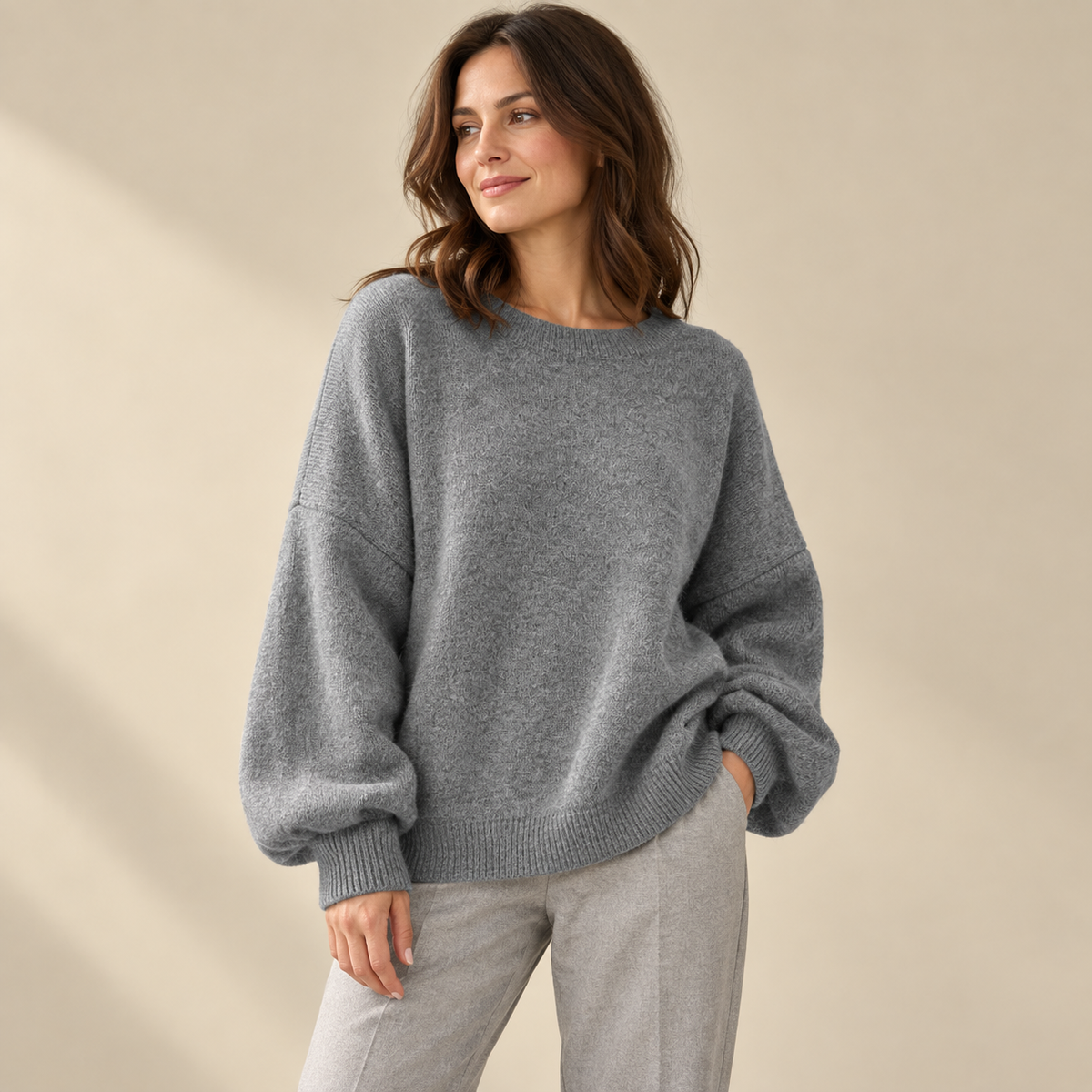 Women's Drop Shoulder Split Hem Oversized Loose Fit Baggy Sweater