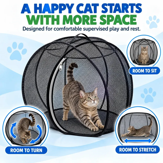 🐱 Pop Up Cat Playpen | 32-Inch Breathable Mesh Enclosure for Indoor & Outdoor Use 🌿