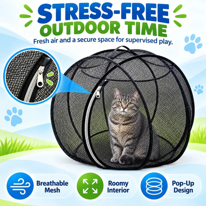 🐱 Pop Up Cat Playpen | 32-Inch Breathable Mesh Enclosure for Indoor & Outdoor Use 🌿