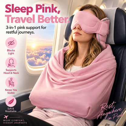 ✈️  3-in-1 Travel Sleep Support – Blackout Eye Mask & Head Support