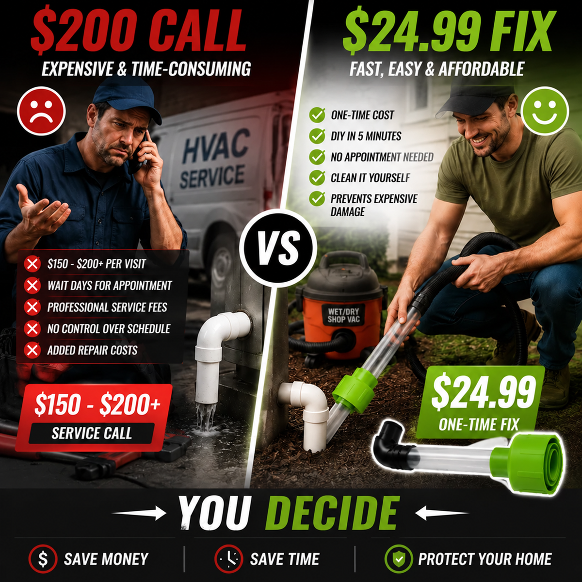 💧Clear Your AC Drain in Minutes - No Plumber Needed
