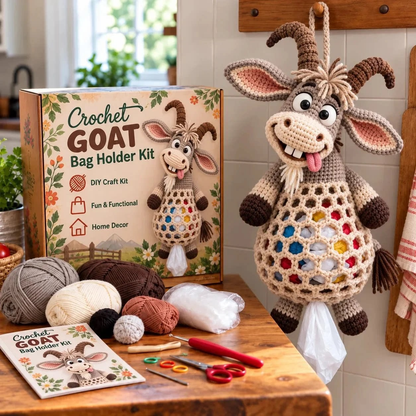 Crochet Animal Bag Holder DIY Kit – Cute & Functional Hanging Storage Craft Kit