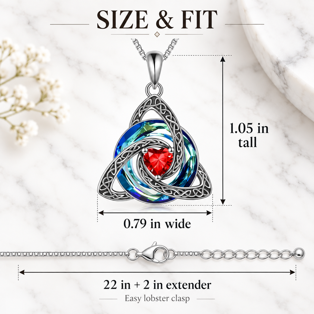 Celtic Trinity Knot Birthstone Necklace - Eternal Love Pendant & Perfect Gift