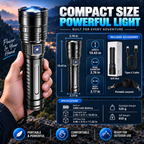 Military-Grade 2-in-1 Zoomable Tactical Flashlight & Emergency Power Bank: Ultra-Bright LED, COB Work Light & 5400mAh High-Capacity Battery 🔦⚡