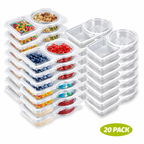 2-Compartment Reusable Snack Containers with Lids – Stackable Meal Prep Set
