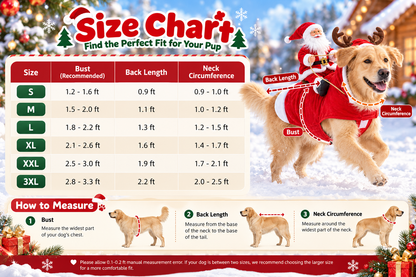 3D Santa Rider Dog Christmas Costume – Soft Fleece Reindeer Outfit