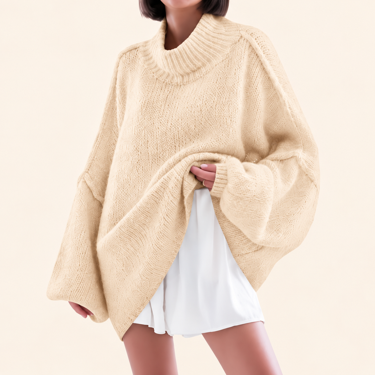 🍂 Oversized Batwing Sleeve Knit Sweater – Effortless Fall Style! 💕