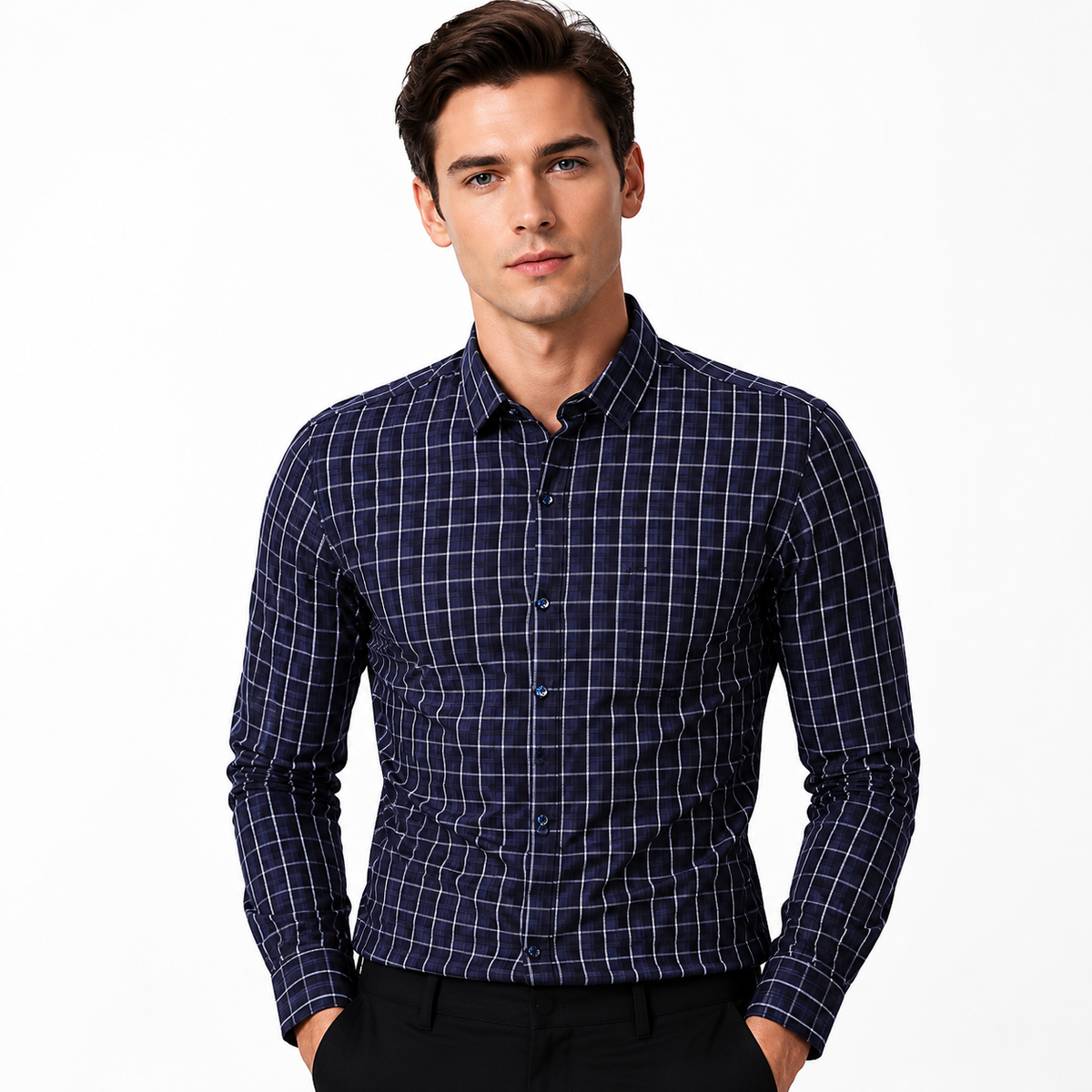 Men's Classic Plaid Slim Fit Button Down Shirt