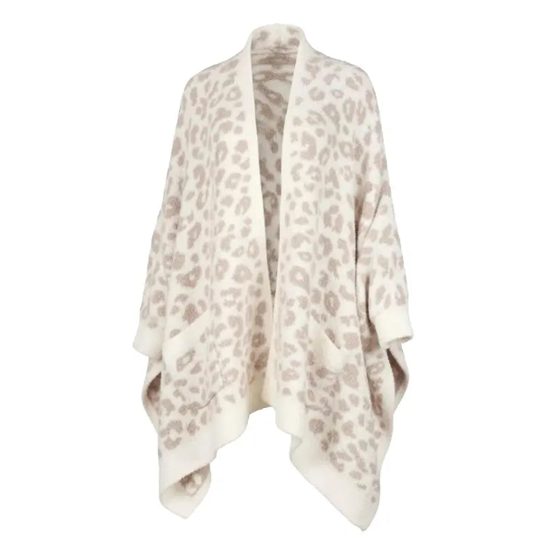 Women's Faux Sherpa Wearable Cape Blanket — One Size, Solid Color Double-Layer Design