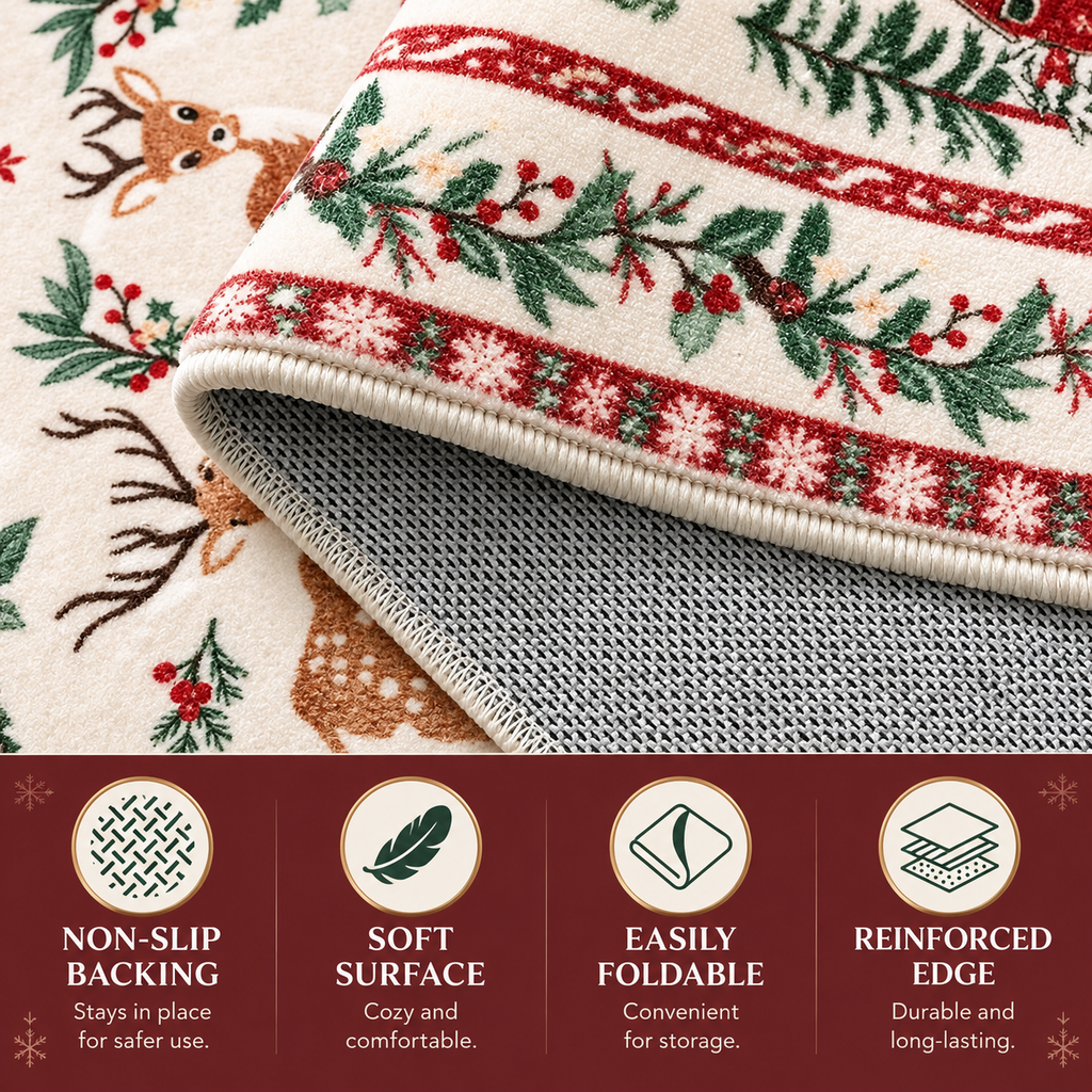 🎄Christmas Washable Runner Rug | Non-Slip Holiday Hallway & Kitchen Mat