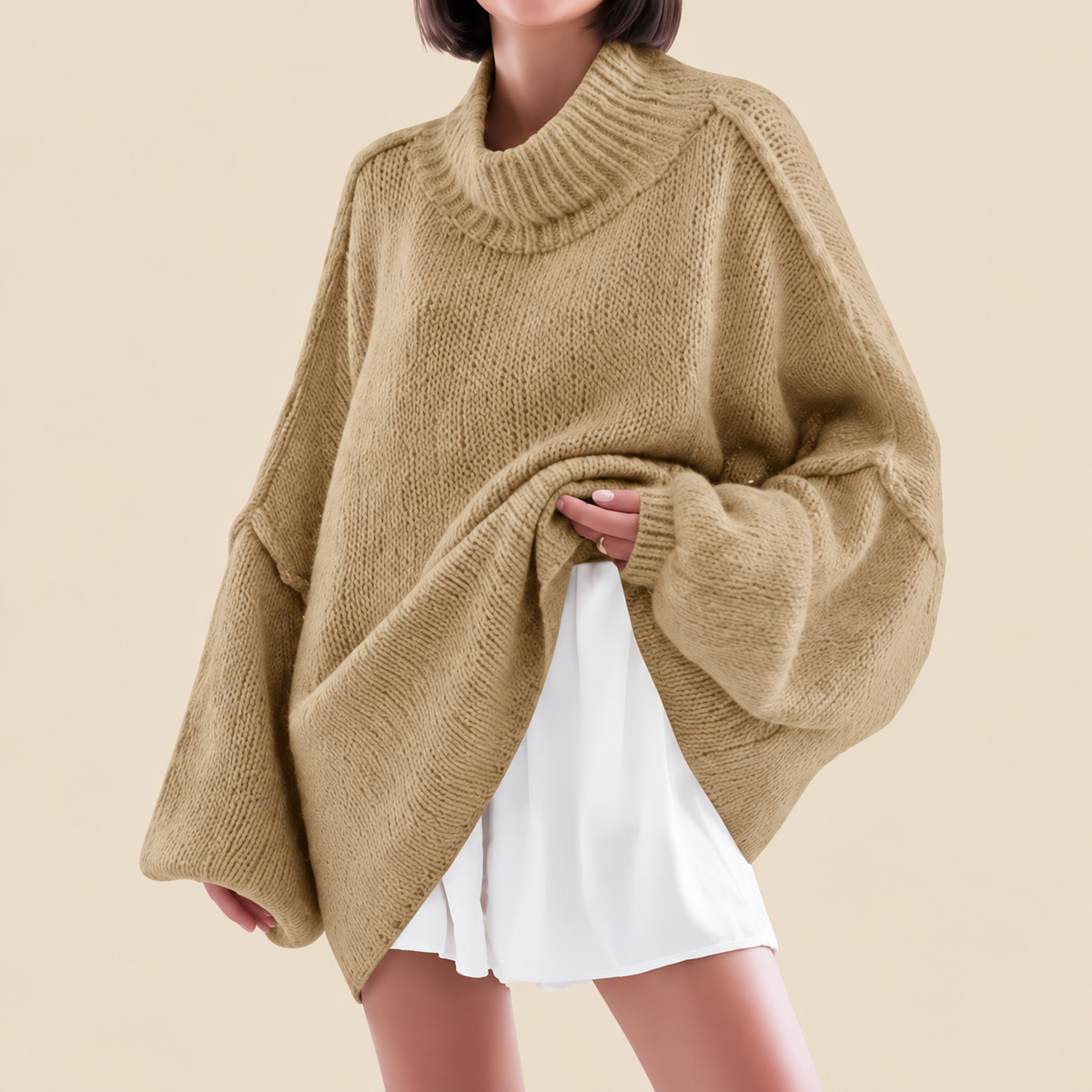 🍂 Oversized Batwing Sleeve Knit Sweater – Effortless Fall Style! 💕
