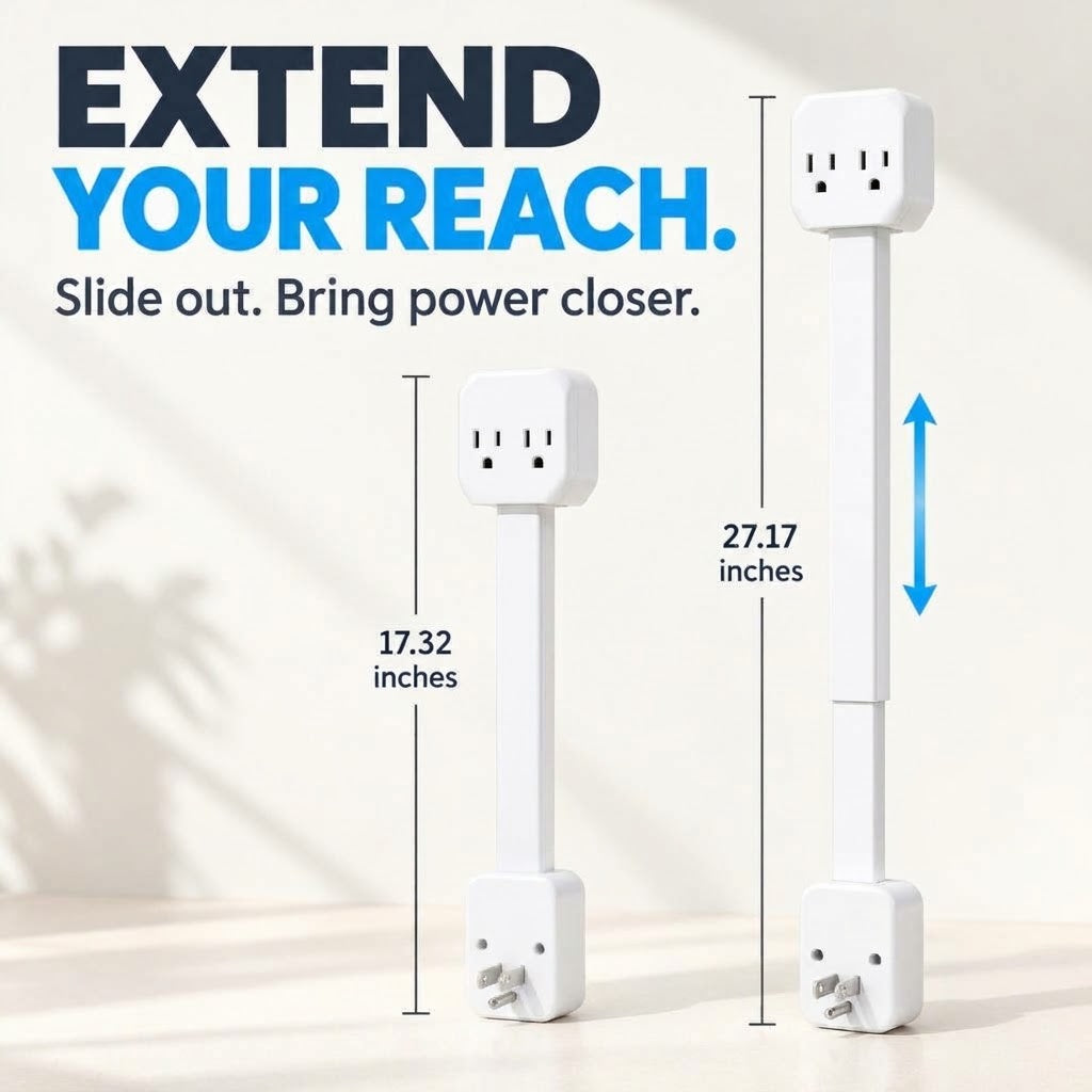 Rotating & Extendable Wall Outlet Extender – 4-in-1 Power Strip with USB-A & USB-C