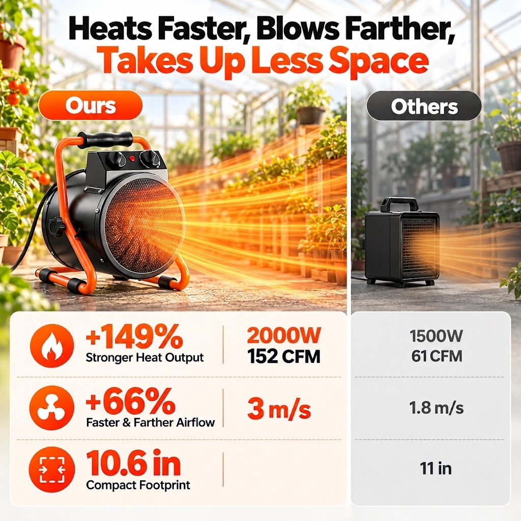 🌱2000W Greenhouse Heater – Keep Your Growing Space Warm & Comfortable