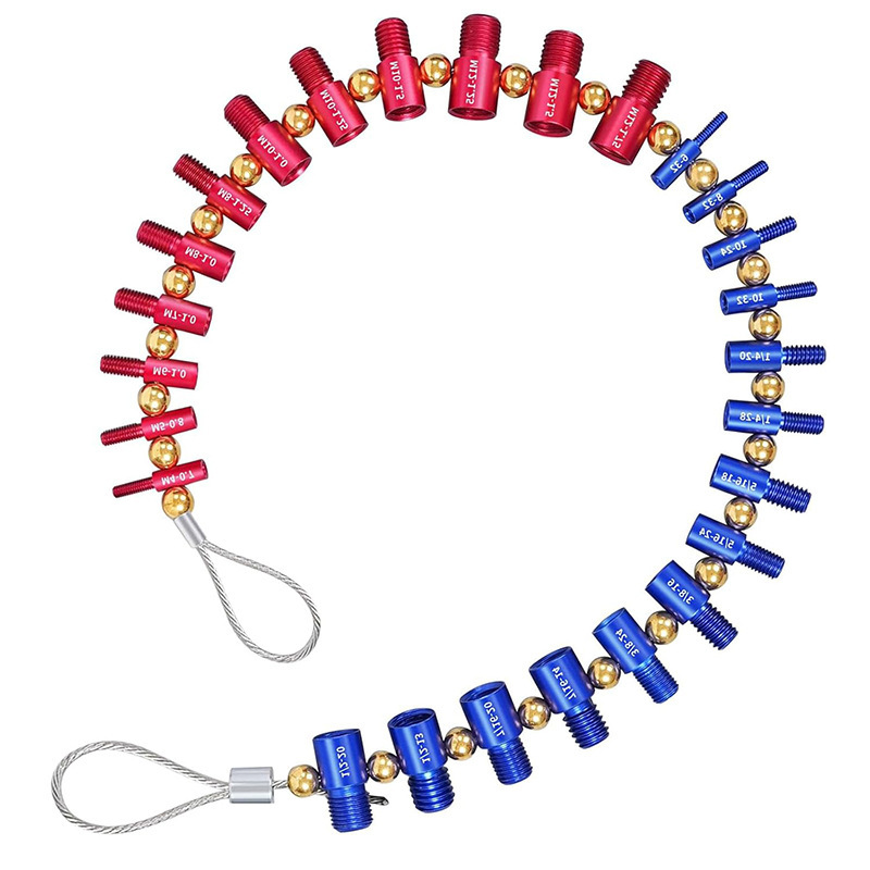 26-Piece Removable Nut and Bolt Gauge Set – Thread Size and Bolt Hole Inspection Tool