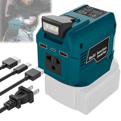 220W Portable Power Inverter with USB-C, Dual USB Ports & LED Work Light