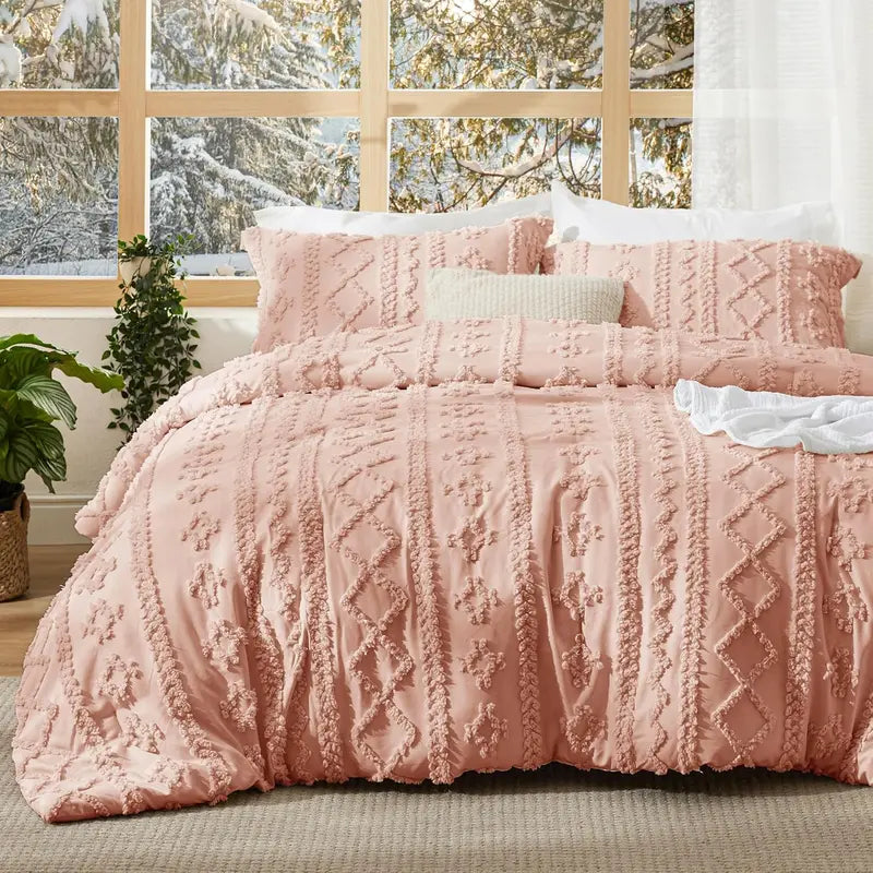 Boho Tufted Embroidery Comforter Set