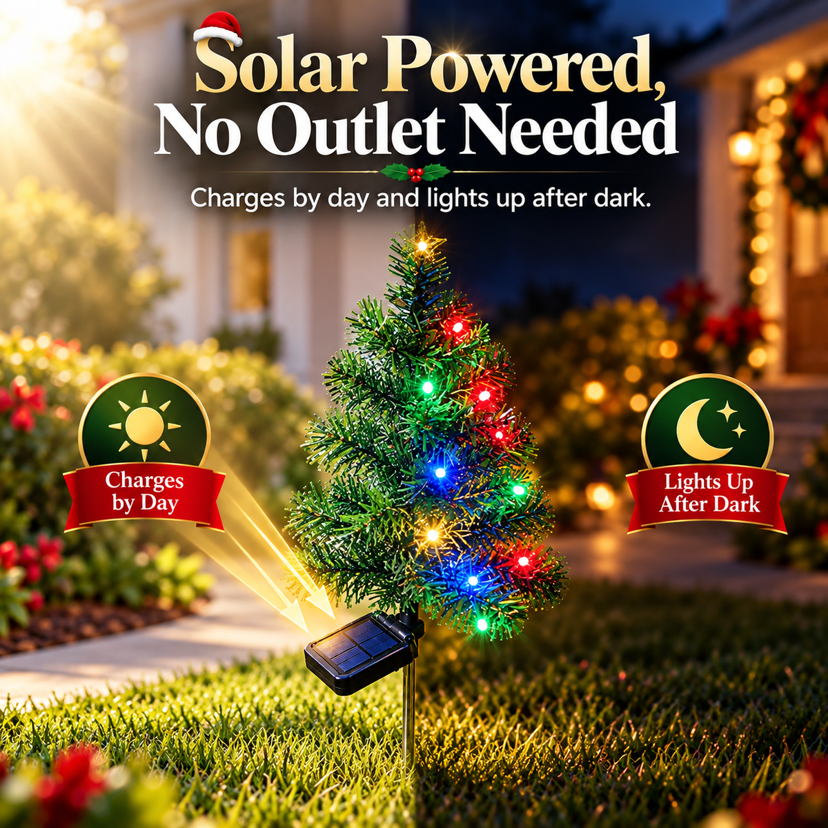 🎄 Solar Christmas Tree Garden Light – Festive Outdoor Holiday Decor