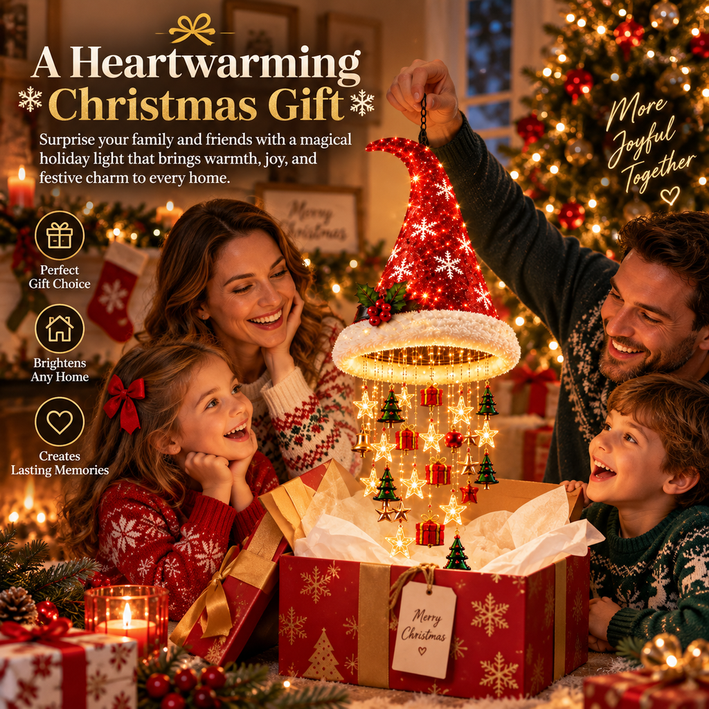 🎄 Premium Lighted Christmas Chandelier ✨ Festive Hanging Holiday Decor with Warm Glowing Lights