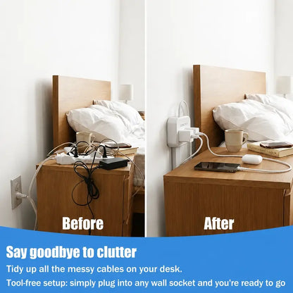 Rotating & Extendable Wall Outlet Extender – 4-in-1 Power Strip with USB-A & USB-C