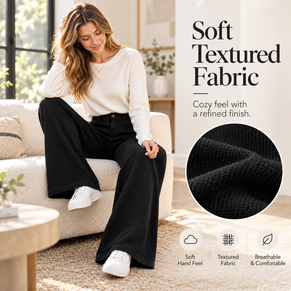 Women’s Relaxed Fit Patterned Straight-Leg Pants