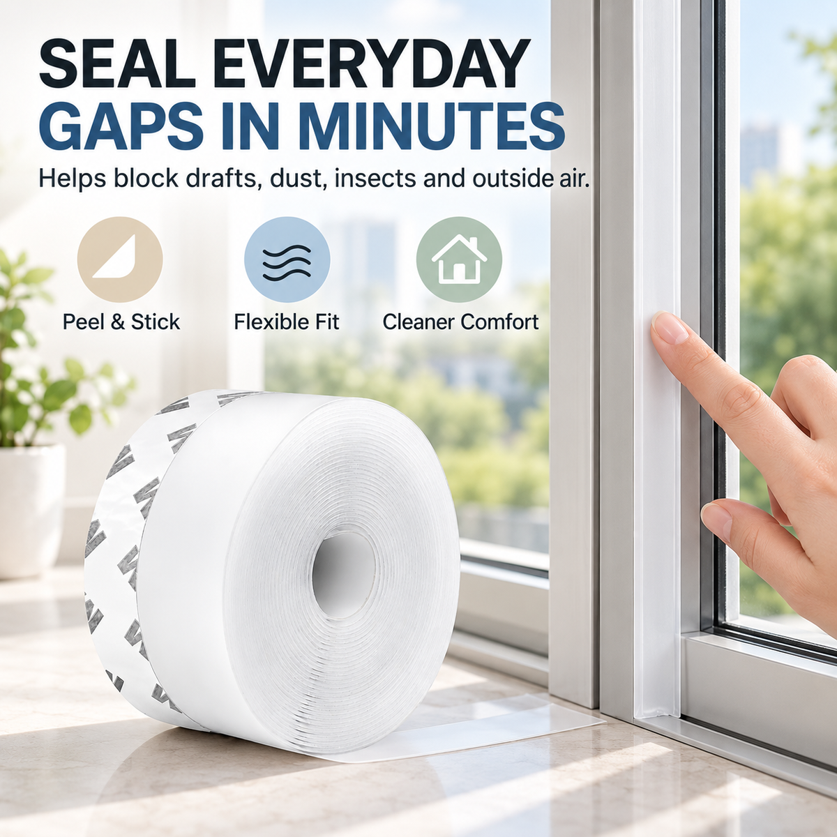 🔥32.8Ft Door Weather Stripping | Adhesive Draft Stopper Seal Strip for Doors, Windows & Shower Doors