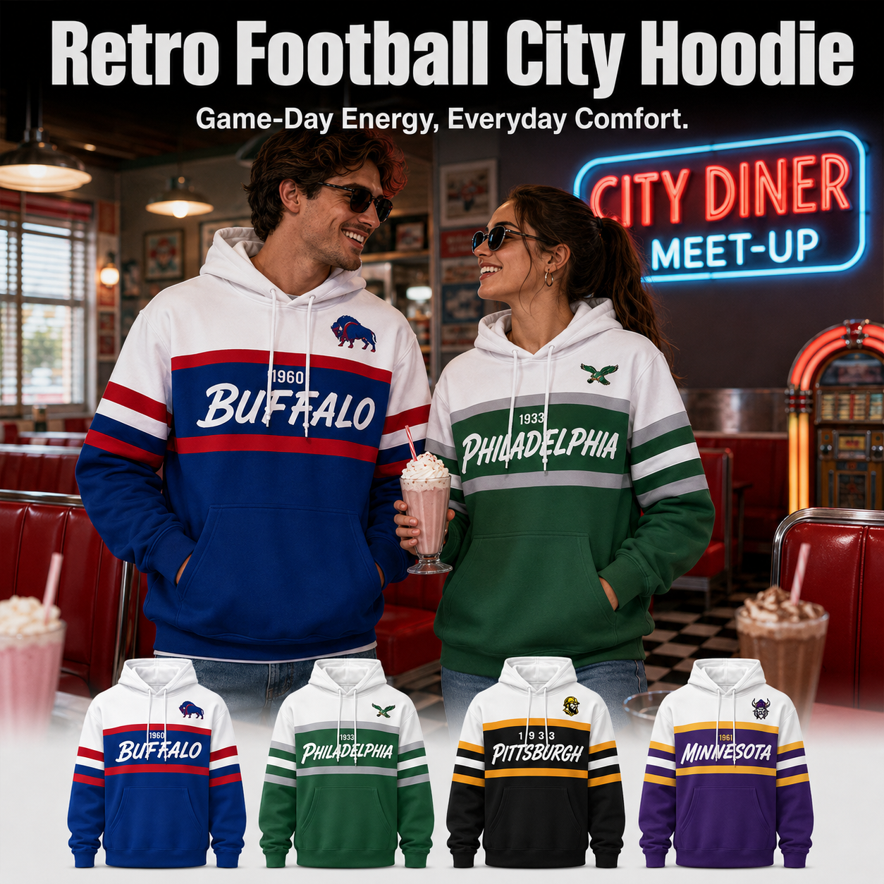 Retro Football City Hoodie