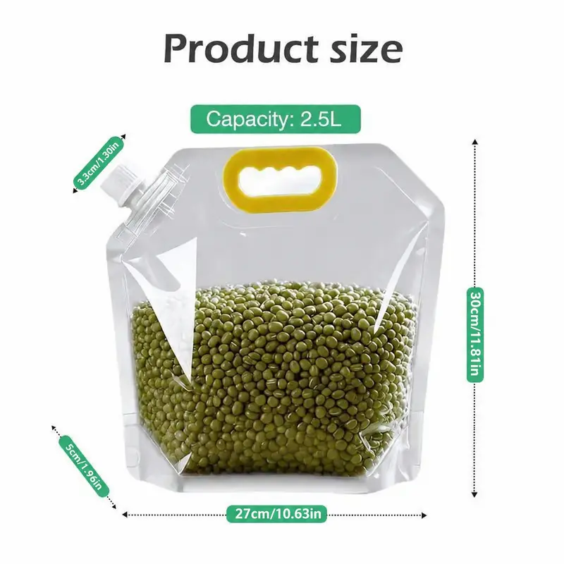 5pcs/pack Grain Sealed Bags,Transparent Food Storage Bags,Moisture-Proof and Pest-Resistant