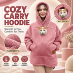 Oversized Sherpa Hoodie with Built-In Pet Pouch