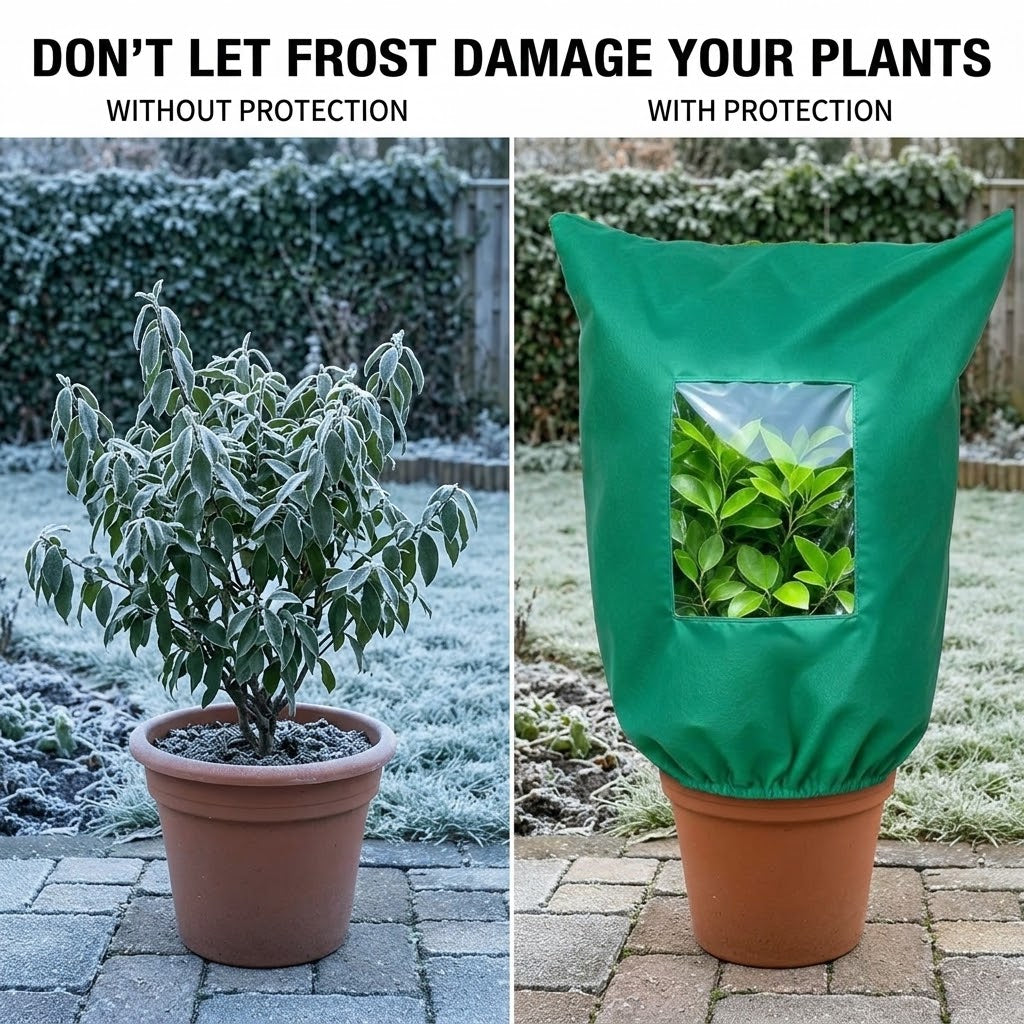 Plant Frost Protection Cover with Clear Window – Reusable Winter Freeze & Cold Weather Plant Protector