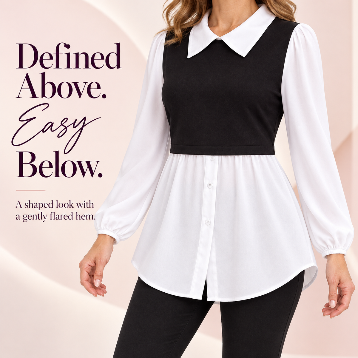 Women’s Layered-Look Collared Tunic – Effortless Everyday Style