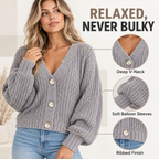 Women’s Chunky Knit V-Neck Button Cardigan