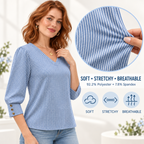 Women’s 3/4 Sleeve V-Neck Dressy Casual Top