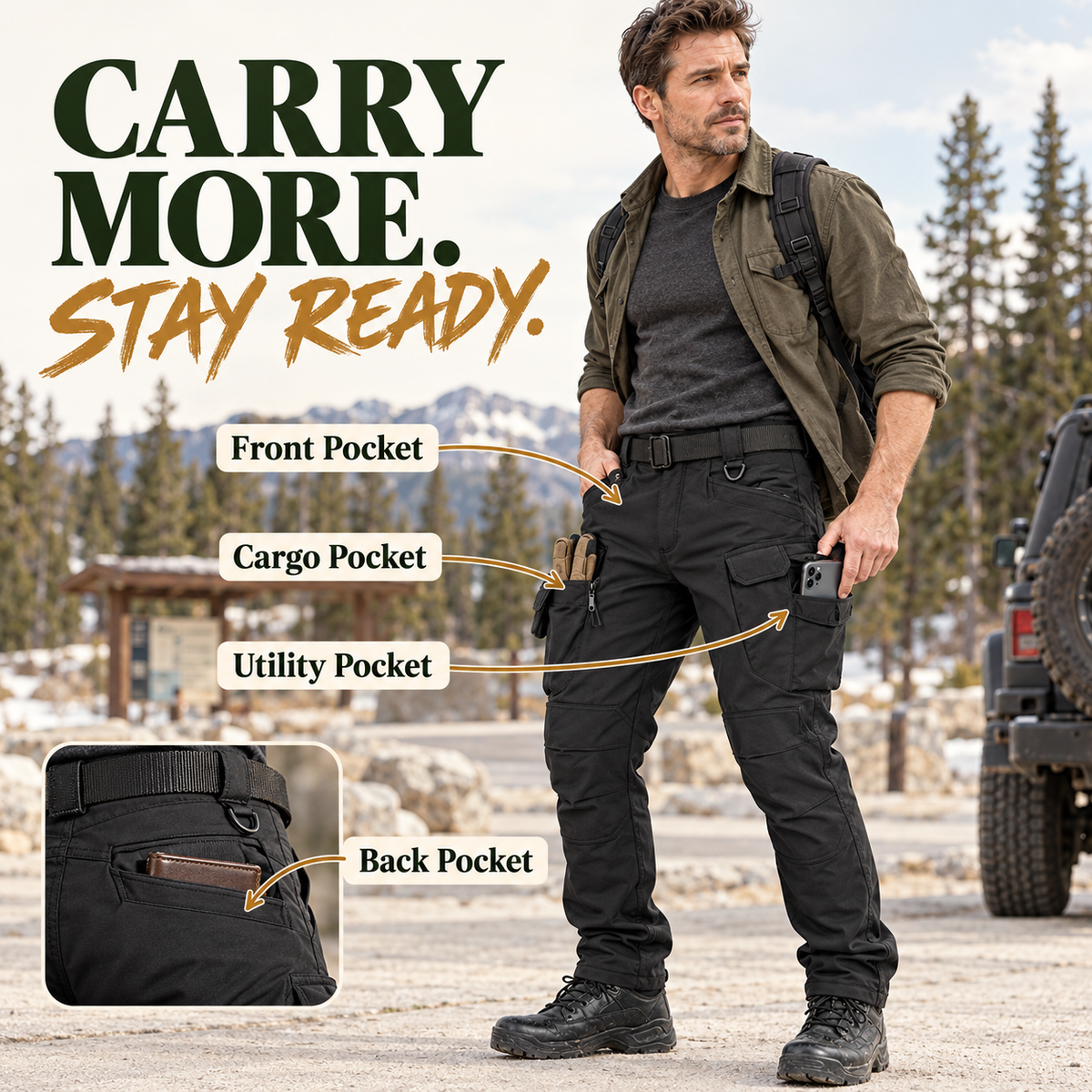 Men's Winter Fleece-Lined Tactical Cargo Pants
