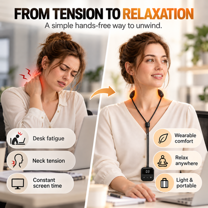 Wearable Neck Massager with Heat – 4 Massage Modes, 9 Intensity Levels & Up to 15-Day Battery Life