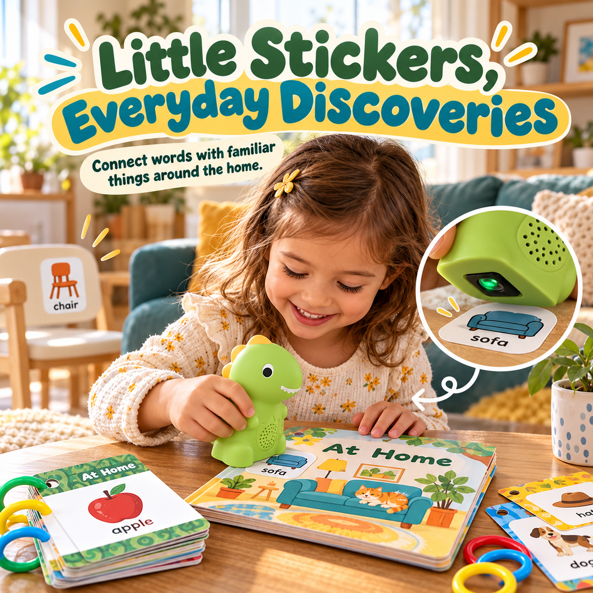 🦖 Little Learning Dino – Interactive Talking Flash Cards for Kids | Montessori Educational Toy