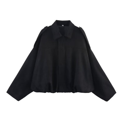 🍂 Women's Vintage Faux Suede Jacket – Oversized Cropped Fit & Zip Front