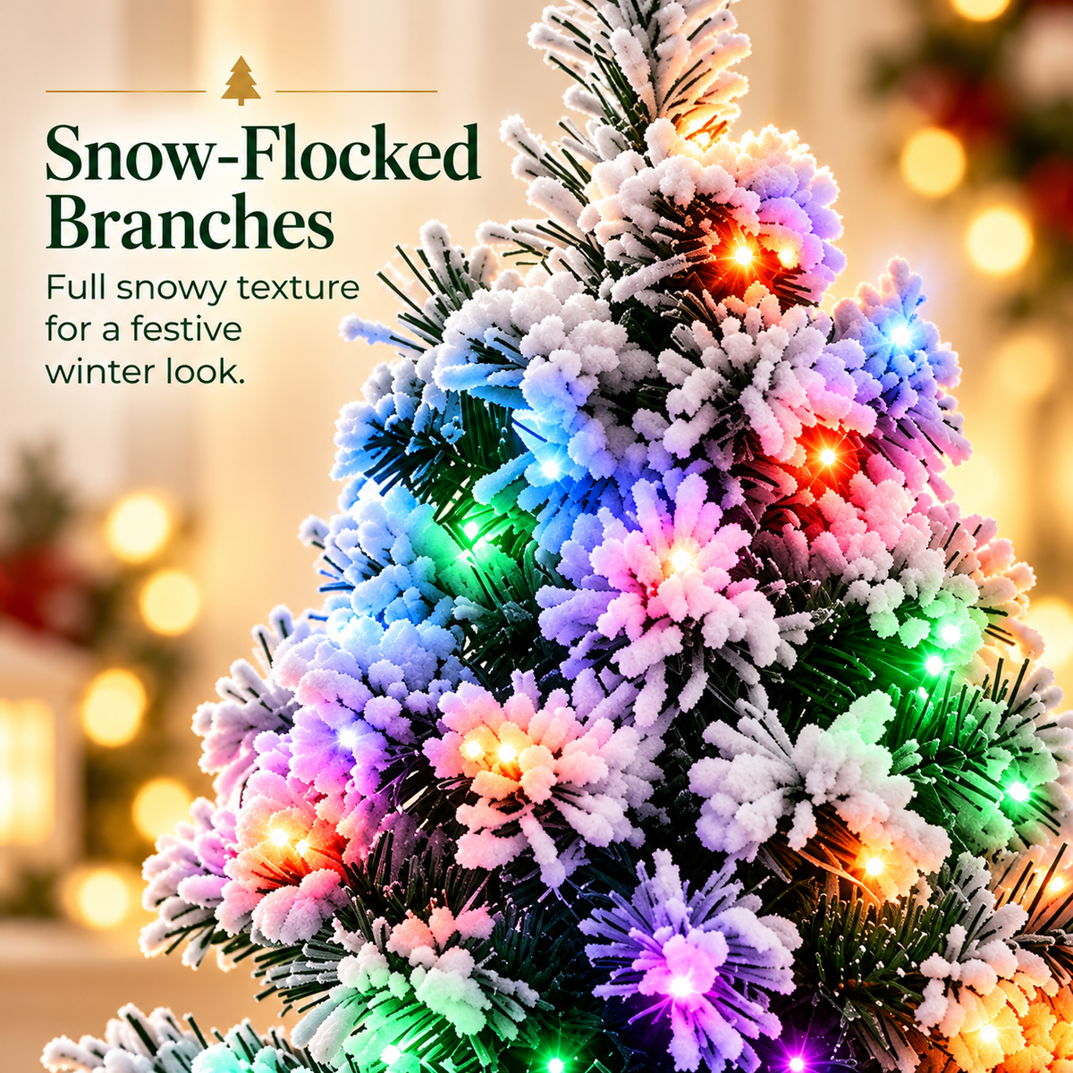 Mini Snow-Flocked LED Christmas Tree – Lighted Tabletop Holiday Decor