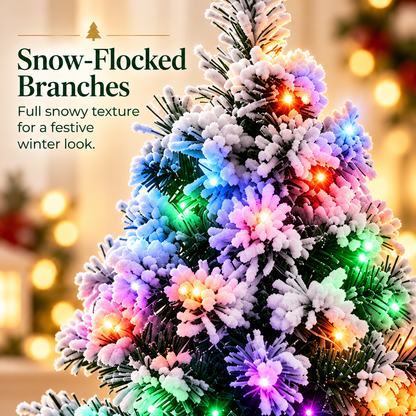 Mini Snow-Flocked LED Christmas Tree – Lighted Tabletop Holiday Decor