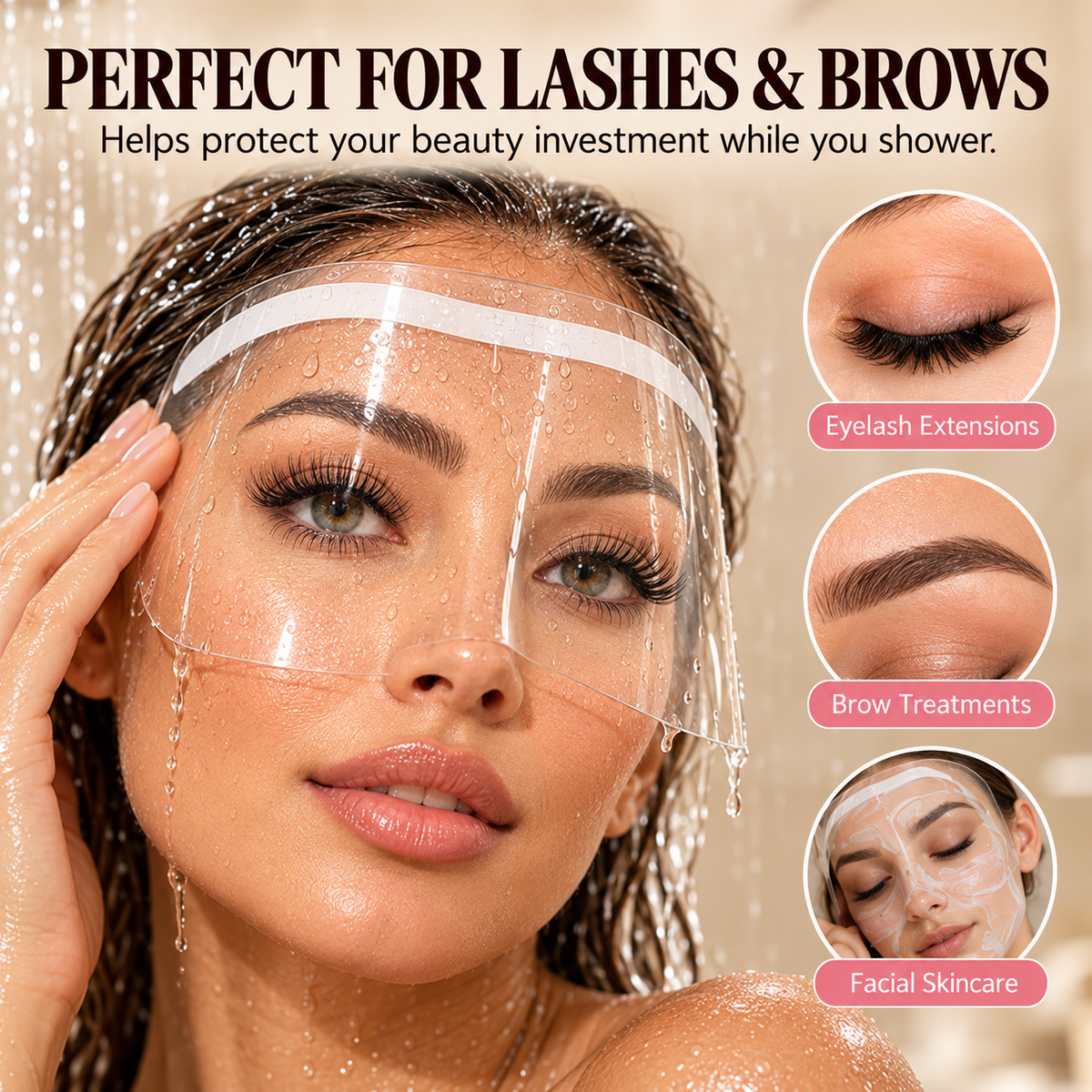 💦 Eyelash Extension Shower Shield – Waterproof Face Protector for Lashes & Brows! ✨