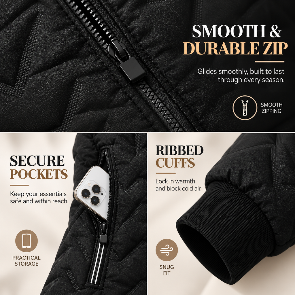 Women’s Thermal Fleece-Lined Winter Jacket | Lightweight Quilted Full-Zip Hooded Coat with Secure Pockets