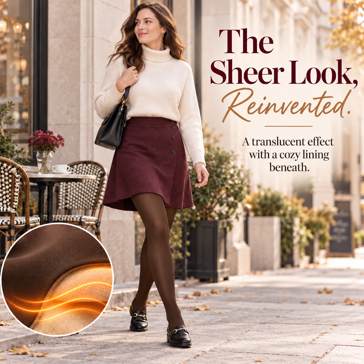 Women’s Fleece-Lined Sheer-Look Tights | High-Waisted & Cozy 🖤