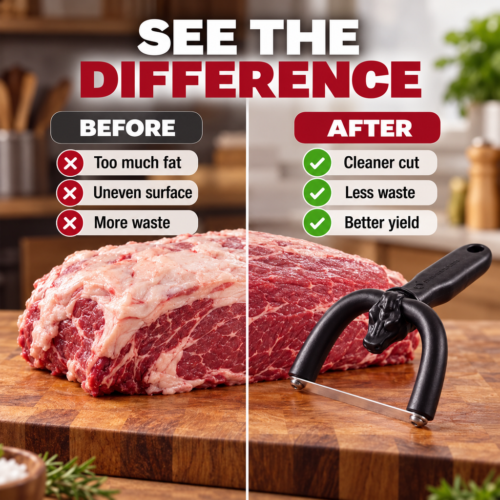 🥩 Handheld Fat Trimmer for Beef & Pork, Portable Meat Fat Remover Tool, Easy Brisket Trimming BBQ Kitchen Gadget