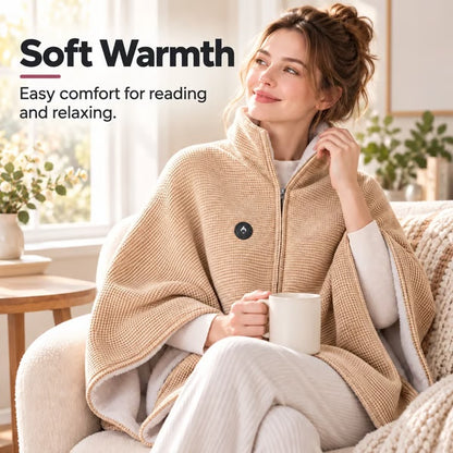 ❄️ Wearable Heated Blanket Poncho – USB Powered Hands-Free Cozy Warmth 🔋