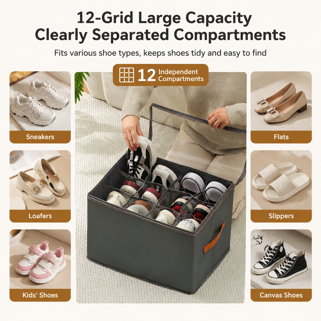 Collapsible Plastic Shoe and Pants Storage Organizer Box