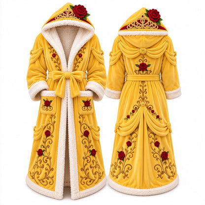 👑 Fairytale Royal Heated Robe – Plush Sherpa Lined Electric Heating Long Dressing Gown 🔥