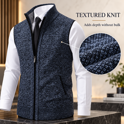 Men’s Full-Zip Stand Collar Sweater Vest