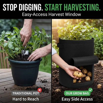 2-Pack Potato Grow Bags with Harvest Window – Breathable Fabric Planters with Handles, Easy Harvest & Reusable Design