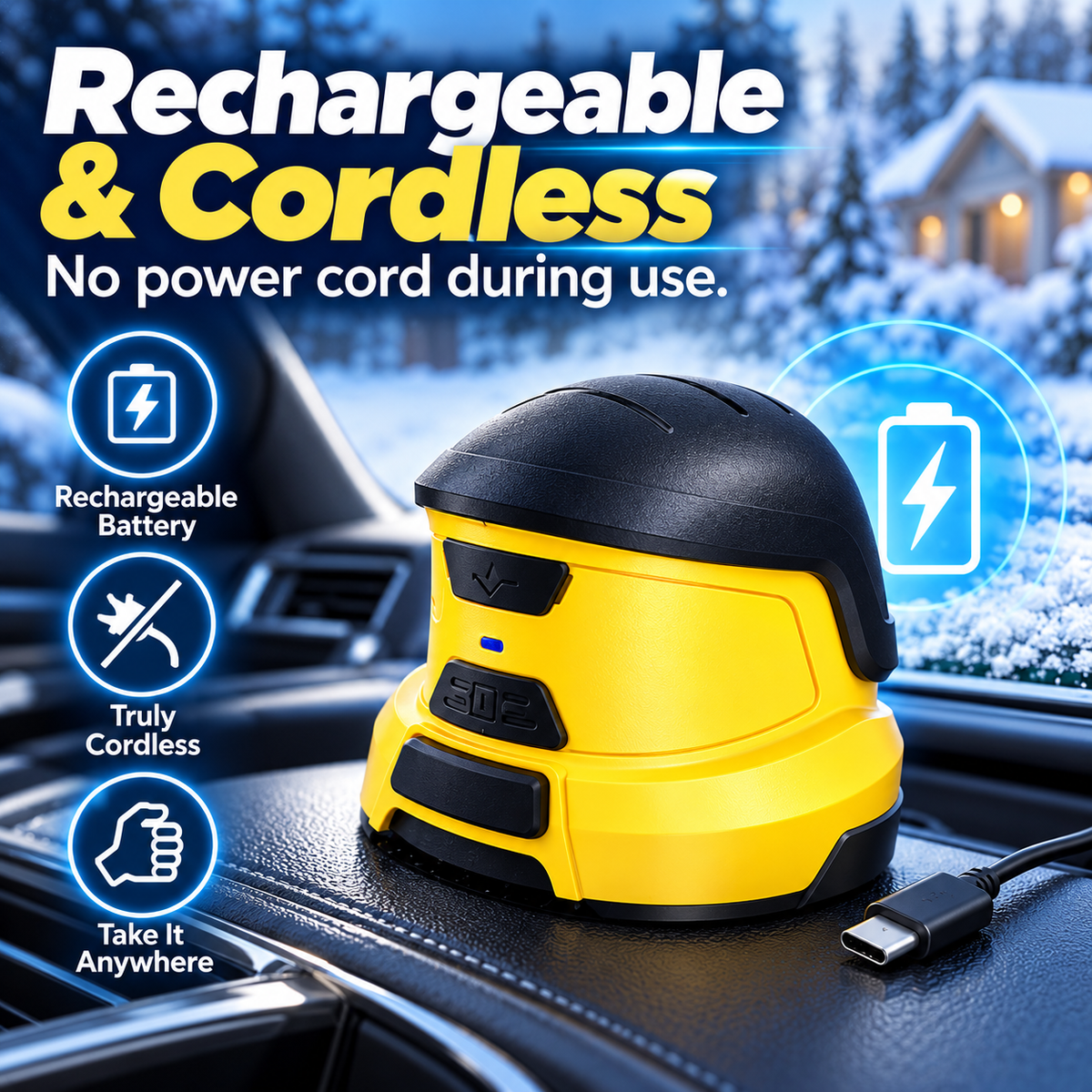 Rechargeable electric ice scraper and charging connector