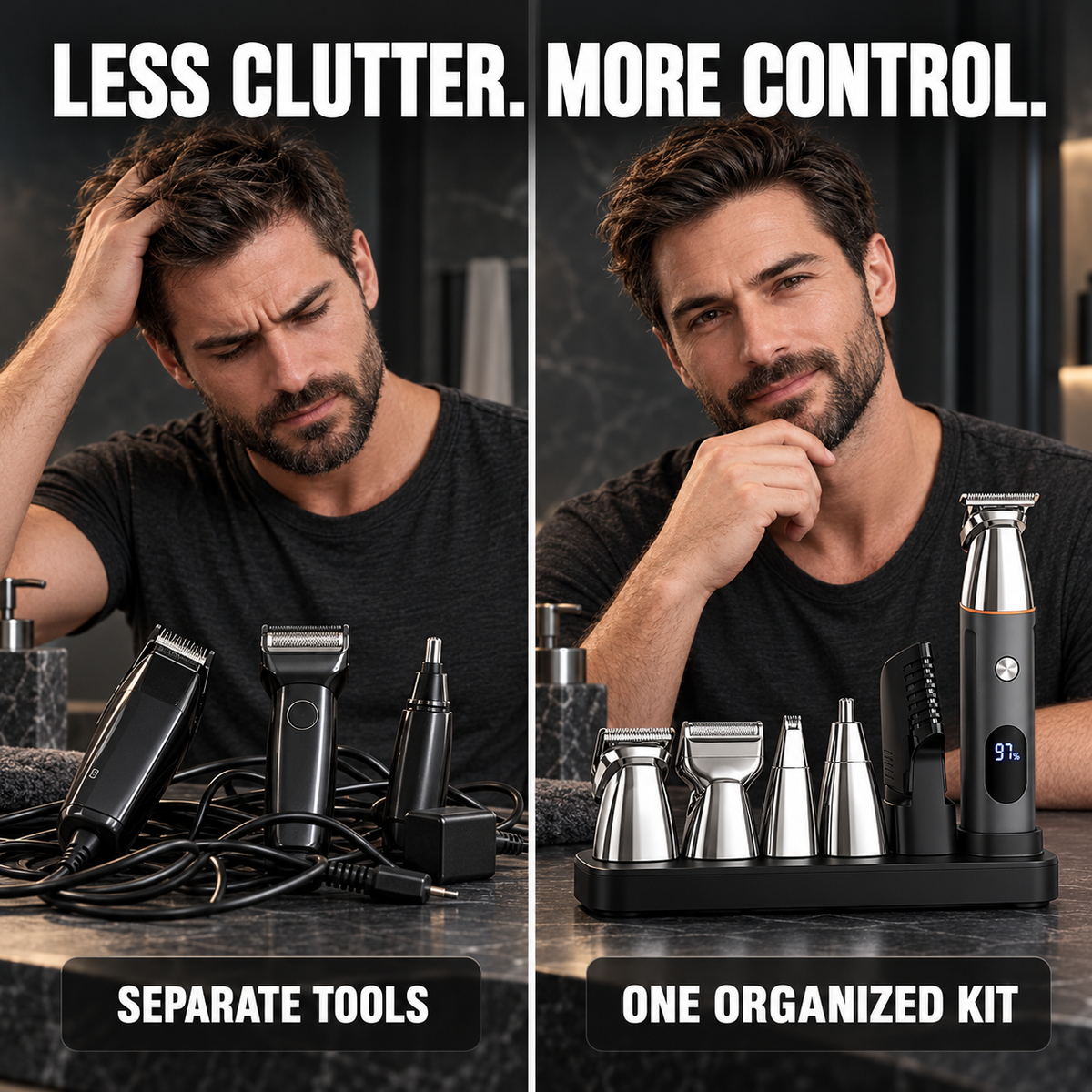 5-in-1 Men's Grooming Kit – Magnetic Heads, Precision Trimming & USB Rechargeable